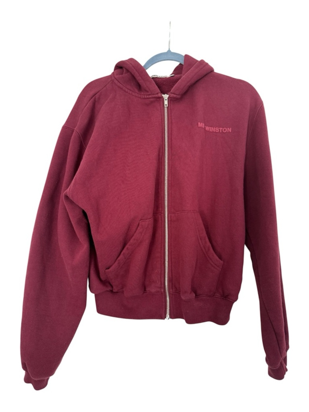Mr. Winston Oversized Maroon Zip-Up Hoodie Small